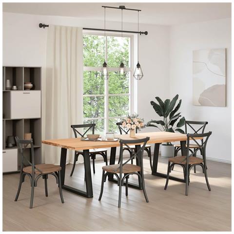 Gambe Per Tavolo Da Pranzo A V 3 Pz Nero 80x(72-73,3)cm Acciaio - Foto 2