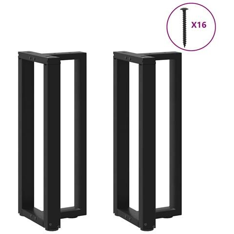 Gambe Tavolo Consolle A T 2 Pz Nero 38x25x(72-73) Cm Acciaio - Foto 3