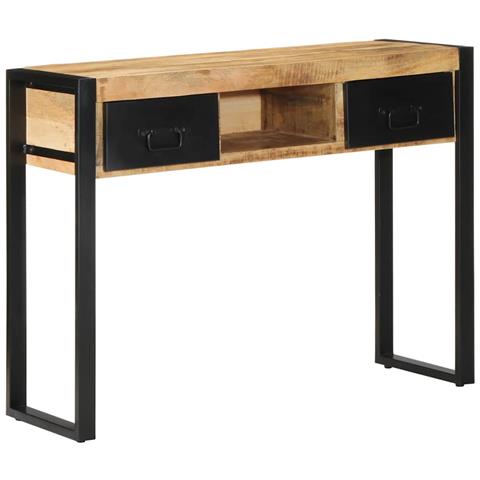 Tavolo Consolle 100x35x75 Cm In Legno Massello Di Mango Grezzo - Foto 1