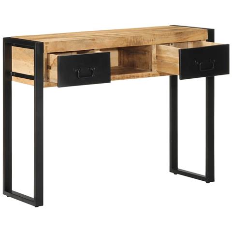 Tavolo Consolle 100x35x75 Cm In Legno Massello Di Mango Grezzo - Foto 3