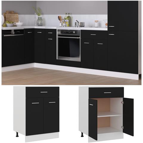 Lusso Casadino - Armadio Inferiore Con Cassetto “lyon” Nero 60x46x81,5 Cm - Foto 1