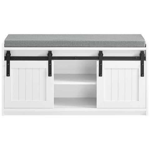 Panca Scarpiera Con Ante Scorrevoli 90x35x46cm Fsr133-k-w - Foto 1