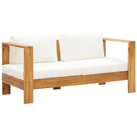 Sedia Da Giardino Con Cuscino 140 Cm Bianco Crema Legno Acacia - Foto 2