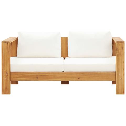 Sedia Da Giardino Con Cuscino 140 Cm Bianco Crema Legno Acacia - Foto 1