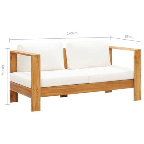 Sedia Da Giardino Con Cuscino 140 Cm Bianco Crema Legno Acacia - Foto 7