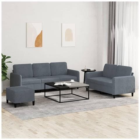 Set di Divani 3 pz Grigio Scuro in Velluto - Foto 2