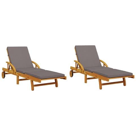 Lettini 2 pz con Cuscini 200x68x83 cm Legno Massello di Acacia - Foto 1