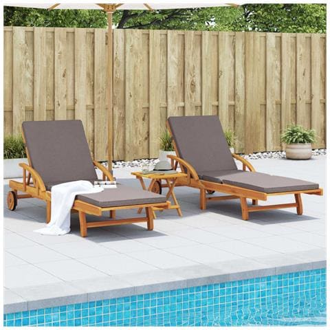 Lettini 2 pz con Cuscini 200x68x83 cm Legno Massello di Acacia - Foto 2