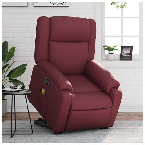 Poltrona Alzapersona Reclinabile Rosso Vino in Similpelle - Foto 2