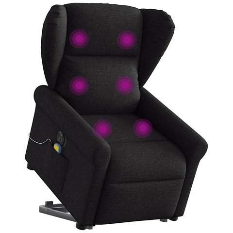 Poltrona Alzapersona Massaggiante Elettrica Nera in Tessuto - Foto 1