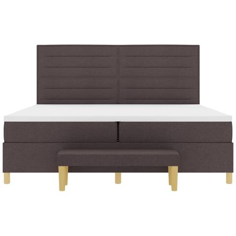 Letto Box Spring con Materasso e Panchina Marrone Scuro 200x200 cm Tessuto - Foto 9