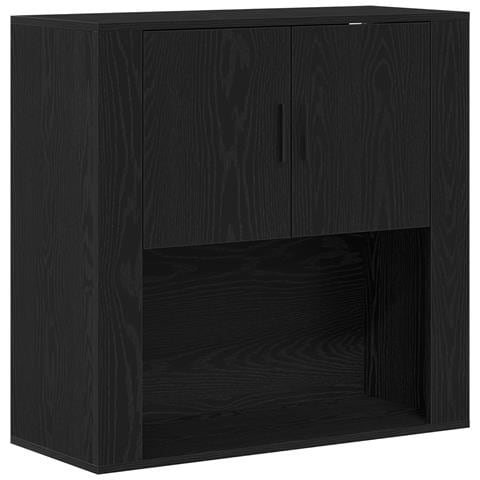 Armadio da Parete Rovere Nero 80x33x80 cm Legno ingegnerizzato - Foto 1