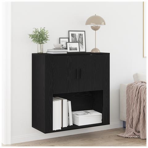 Armadio da Parete Rovere Nero 80x33x80 cm Legno ingegnerizzato - Foto 2