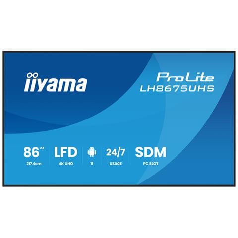 LH8675UHS-B2AG visualizzatore di messaggi Pannello piatto per segnaletica digitale 2,17 m (85.6") LCD Wi-Fi 500 cd /m² 4K Ultra HD Nero Processore integrato Android 11 24/7 - Foto 1