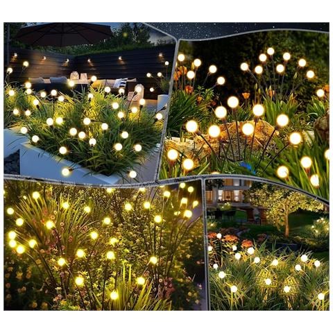 Luci Solari Da Giardino 10 Led Ip65 8 Modalità Bianco Caldo 4 Pezzi - Foto 2