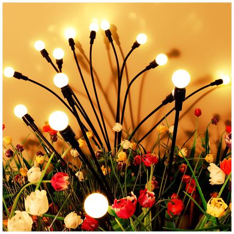 Luci Solari Da Giardino 10 Led Ip65 8 Modalità Bianco Caldo 4 Pezzi - Foto 1