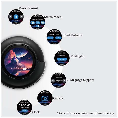 Auricolari Bluetooth In-ear Neri Con Display Touchscreen - Controllo Touch E Lunga Durata Batteria - Foto 2