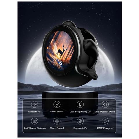 Auricolari Bluetooth In-ear Neri Con Display Touchscreen - Controllo Touch E Lunga Durata Batteria - Foto 3