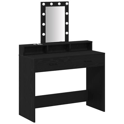 Specchio per trucco con luci LED Quercia Nera 100x41x140 cm - Foto 1