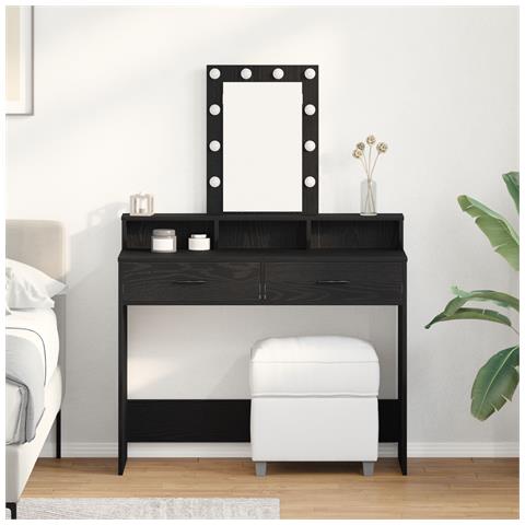 Specchio per trucco con luci LED Quercia Nera 100x41x140 cm - Foto 2