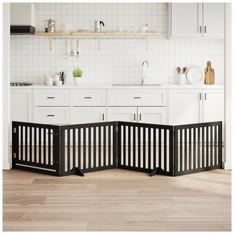 Cancello per Cani Porta Pieghevole Nero 4 Pannelli 320cm Pioppo - Foto 2
