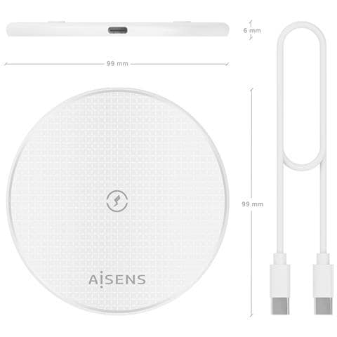 ASCH-15W1WC057-W Caricabatterie per dispositivi mobili Smartphone Bianco USB Carica wireless Interno - Foto 2