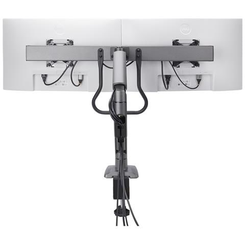 Supporto per monitor a barra trasversale, braccio per due schermi 27" /max 15kg, VESA 75x75/100x100, morsetto a C, articolato, molla meccanica, TAA - Foto 12
