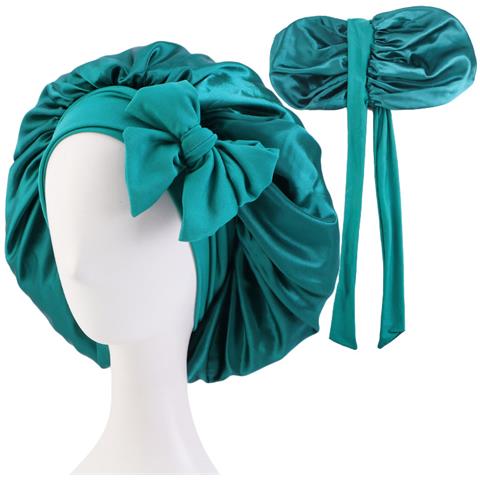 Cu""u""ffia Da Notte A Doppio Strato In Raso Con Lacci A Nastro - Foto 1