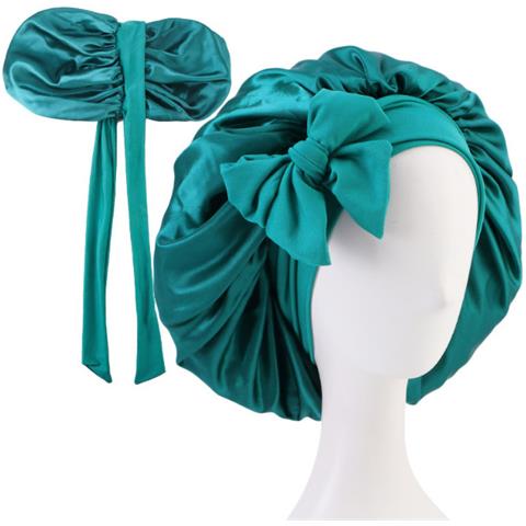 Cu""u""ffia Da Notte A Doppio Strato In Raso Con Lacci A Nastro - Foto 2