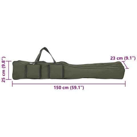 Borsa per Canna da Pesca Verde 150 cm in Tessuto Oxford - Foto 7