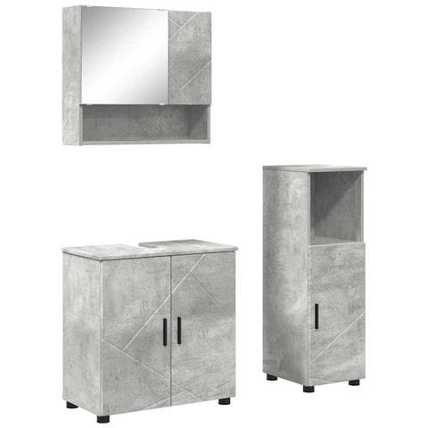 Set di mobili per il bagno con porta 3 pcs Grigio cemento - Foto 1