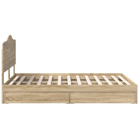 Letto con Contenitore con testiera Rovere Sonoma 140 x 190 cm - Foto 9