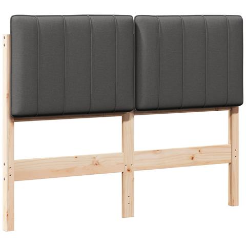 Testiera imbottita Marrone e grigio scuro 120 cm Pino massello - Foto 1