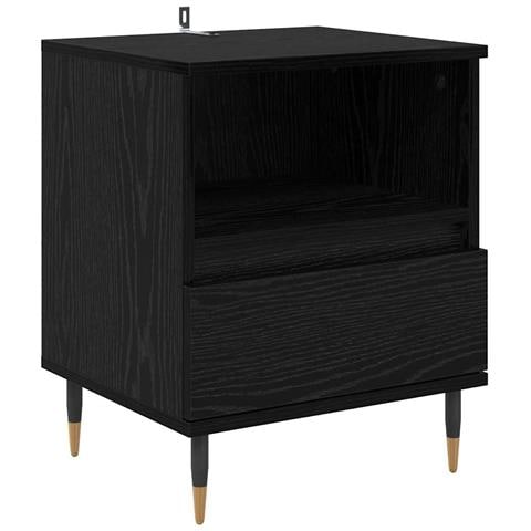 Armadio da Notte Rovere Nero 40 x 35 x 50 cm Legno multistrato - Foto 1