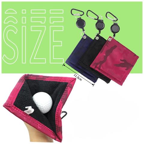 Asciugamano Retrattile Per La Pulizia Delle Palline Da Golf Con Clip - Panno Portatile In Microfibra Black - Foto 2
