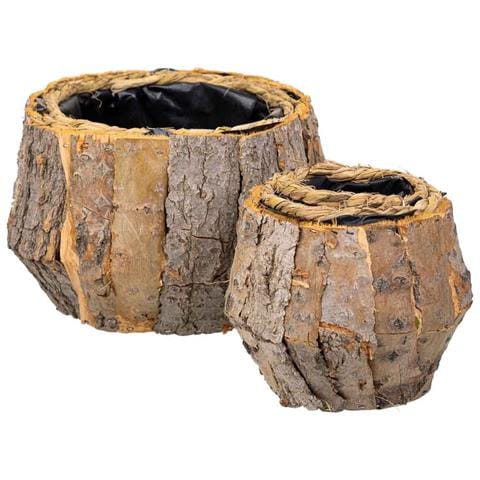 Set Di 2 Cestini In Legno Marrone - Foto 1