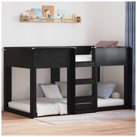 Letto a Castello per Bambini Rovere Nero 75 x 190 cm - Foto 2