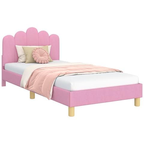 Struttura letto bambini con testata Rosa 80 x 200 cm Tessuto - Foto 1