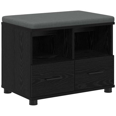 Panca per ingresso con cuscino Rovere Nero 60 x 38 x 46 cm - Foto 1