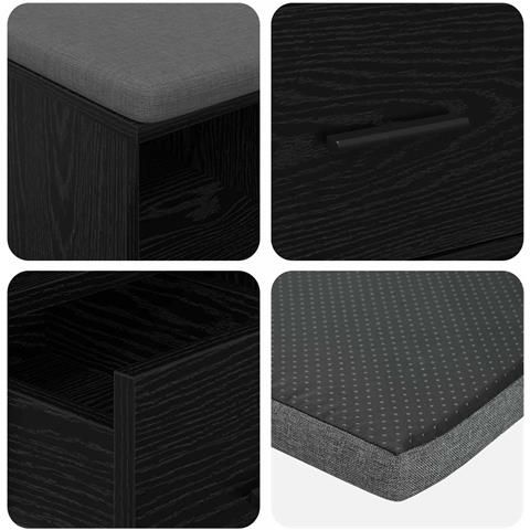 Panca per ingresso con cuscino Rovere Nero 60 x 38 x 46 cm - Foto 9