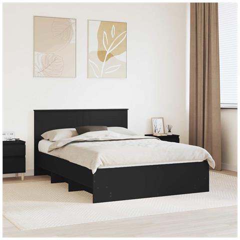 Struttura del letto Nero 140 x 200 cm Legno multistrato - Foto 2