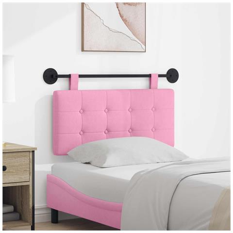 Testata appesa Montaggio a parete Rosa 100 x 55 x 5 cm Tessuto - Foto 2