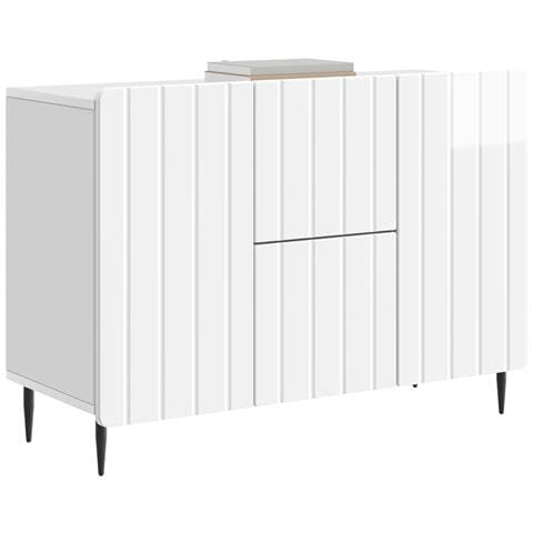 Credenza Bianco Lucido 89 x 34,5 x 62 cm Legno ingegnerizzato - Foto 2