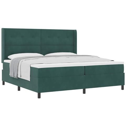 Letto a molle con materasso Verde Scuro 200 x 200 cm Velluto - Foto 1