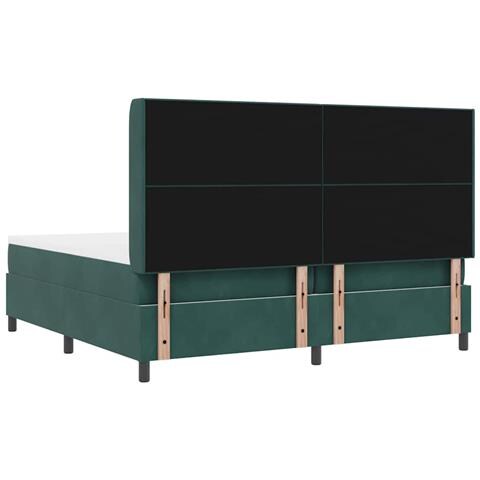 Letto a molle con materasso Verde Scuro 200 x 200 cm Velluto - Foto 9