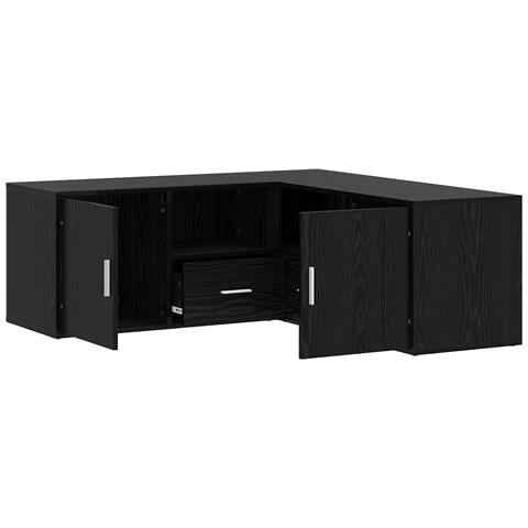 Mobile angolare con cassetto Rovere Nero 200 x 40 x 45 cm - Foto 1
