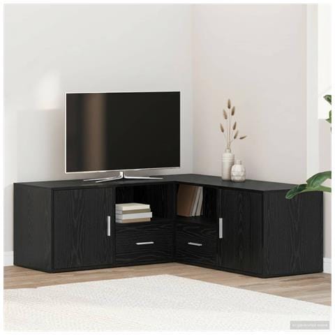 Mobile angolare con cassetto Rovere Nero 200 x 40 x 45 cm - Foto 2
