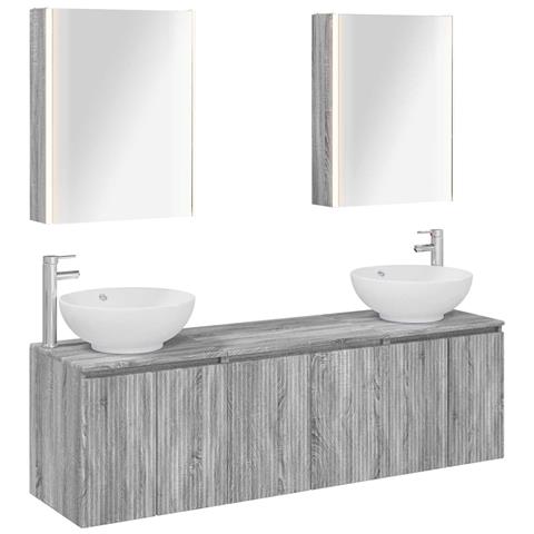 Set di Armadi da Bagno 5 pcs Sonoma grigio Legno ingegnerizzato - Foto 1