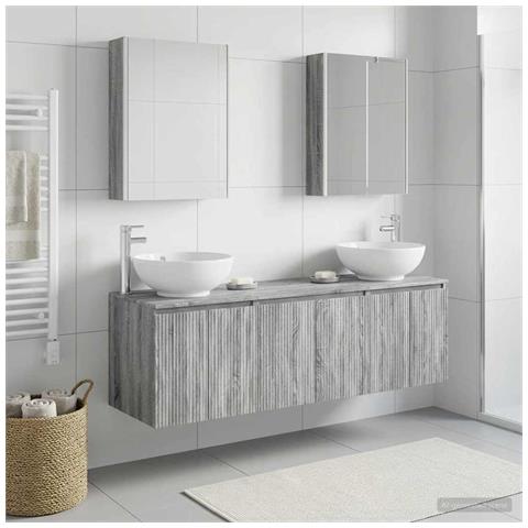 Set di Armadi da Bagno 5 pcs Sonoma grigio Legno ingegnerizzato - Foto 2