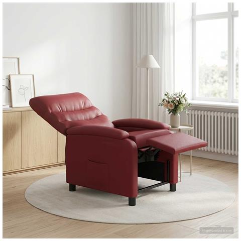 Poltrona reclinabile Rosso Vino Similpelle - Foto 2